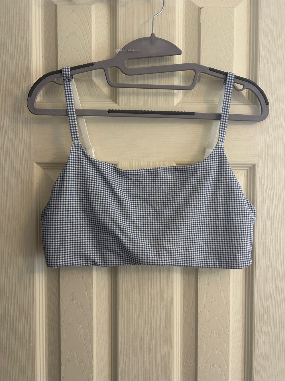 Gingham Cropped Cami Top - Blue/White